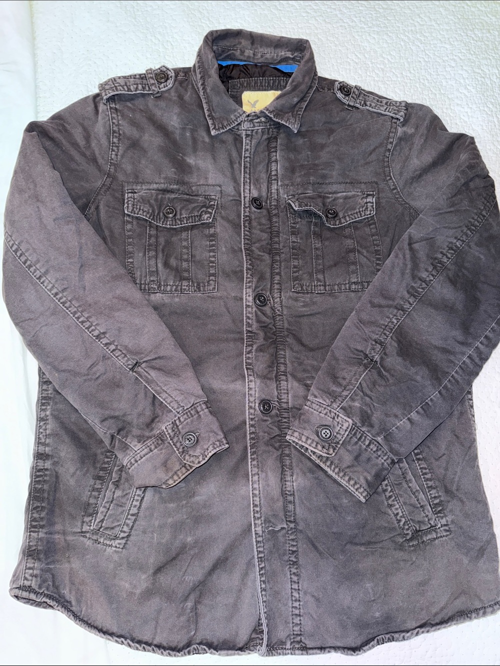 American Eagle Outfitters Faded Charcoal Gray Military Field Jacket